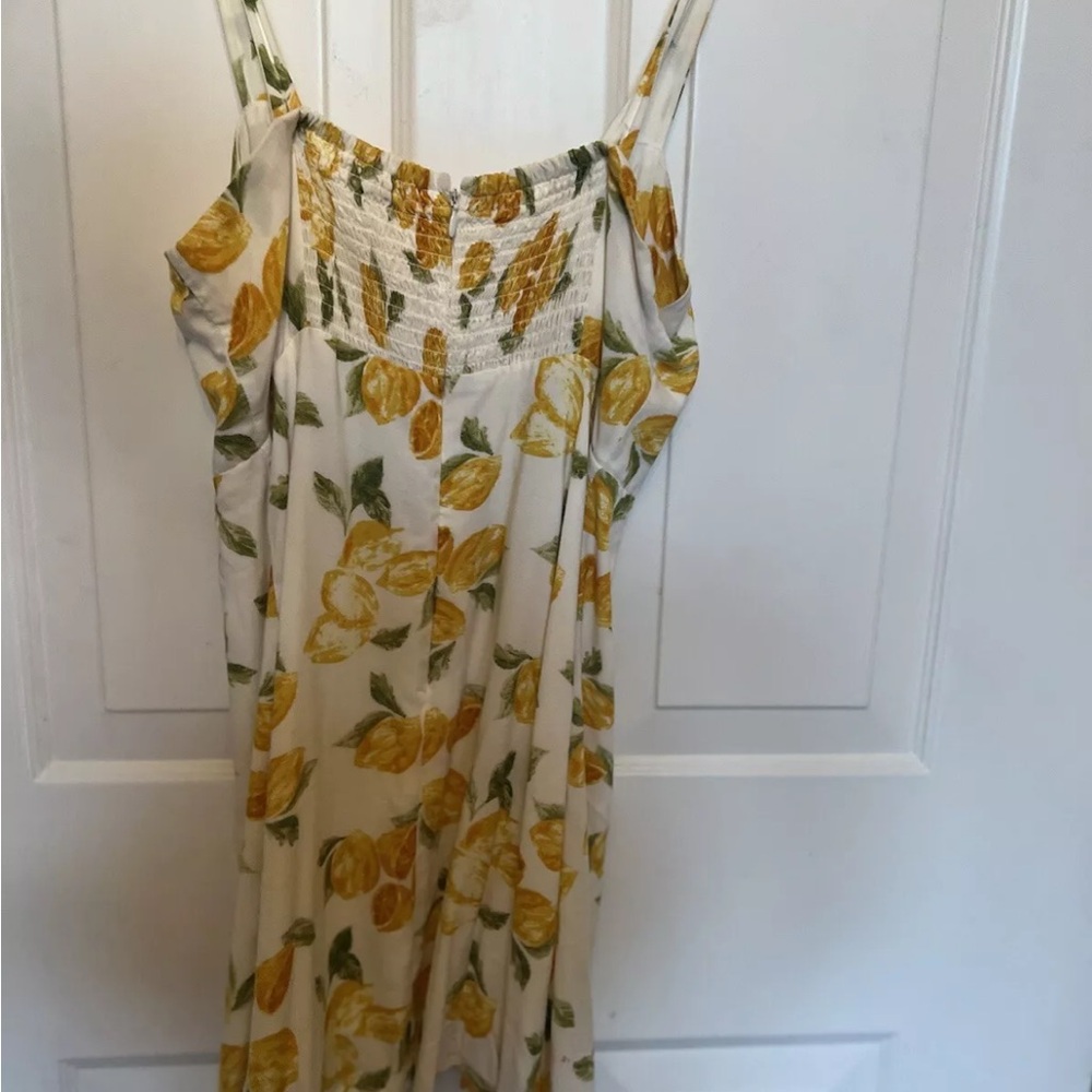 Socialite Lemon Print Dress, Front Tie Knot, Size M